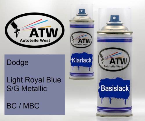 Dodge, Light Royal Blue S/G Metallic, BC / MBC: 400ml Sprühdose + 400ml Klarlack - Set, von ATW Autoteile West.